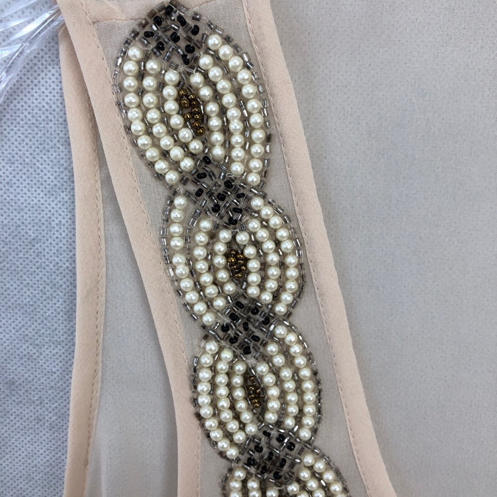 Philosophy Bead Sheer Peach Cream Camisole Top Blouse - Picture 2 of 8